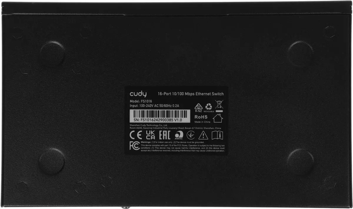 Коммутатор неуправляемый Cudy FS1016; Fast Ethernet (10/100); 16 портов