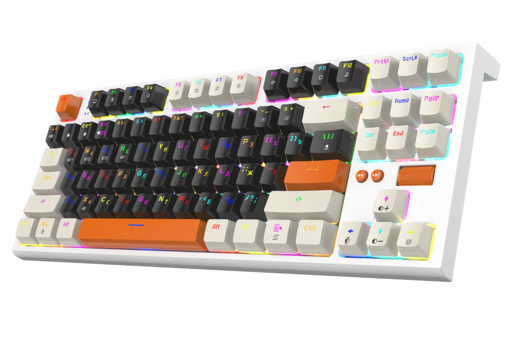 Клавиатура игровая Jet.A PANTEON T21 PRO YS HS(63) (PANTEON T21 PRO YS HS White-Grey-Ivory (63)***); USB + (Bluetooth/2.4 Ггц); механическая; 87 клави