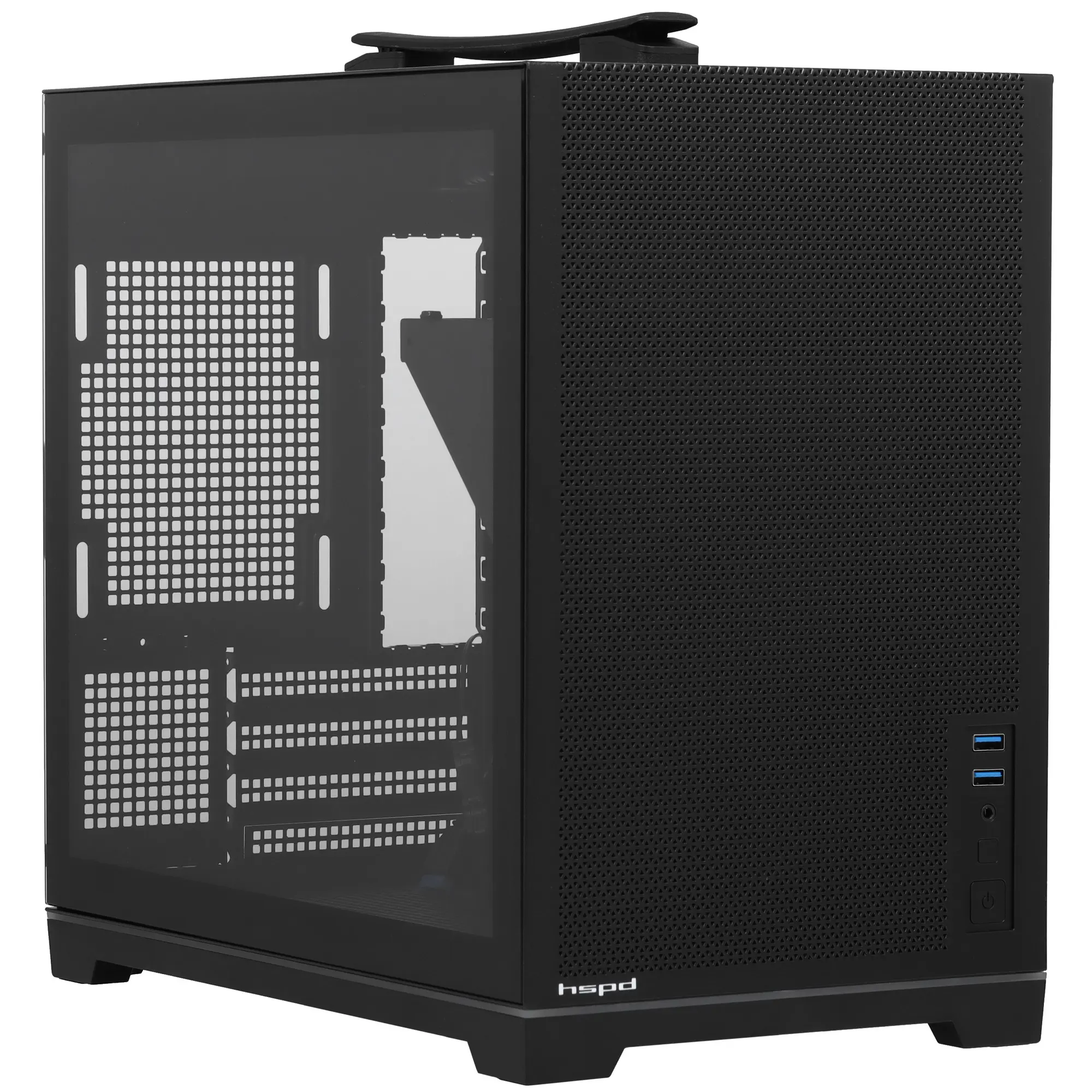 Корпус HSPD M211 Black (M211-TGBK); mATX; Mini-Tower; без БП; 2xUSB 3.X; Mic/Aud; чёрный