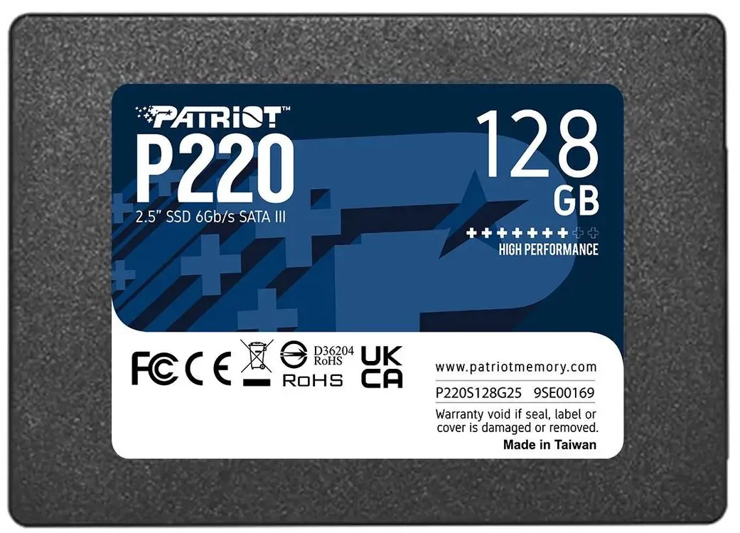 Накопитель SSD 128 ГБ Patriot P220 (P220S128G25***); 2,5"; 550Мб/с -  480Мб/с; TLC; SATA III; RET