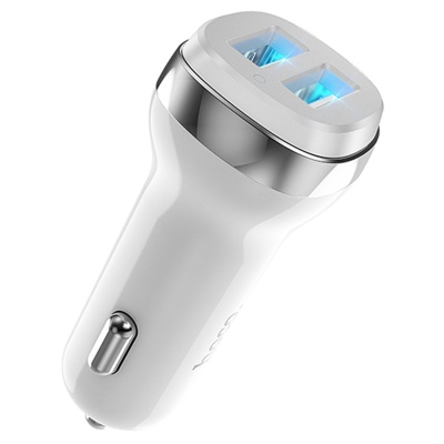 Автомобильная зарядка Hoco Z40 Superior; 2 USB порта - 2.4A; 12 Вт; кабель micro USB; белый