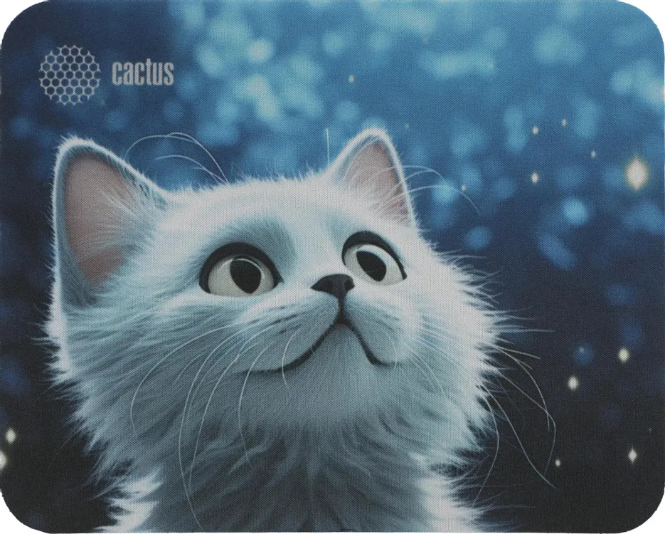 Коврик для мыши Cactus White Cat (CS-MPC-P06XS); ткань + резиновая основа; 220 х 180 х 2 мм; игровая поверхность; рисунок