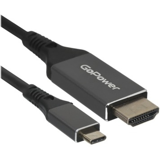 Кабель USB Type-C -> HDMI GoPower (00-00030092); 4K@60Hz(DSC); 2 м; пакет