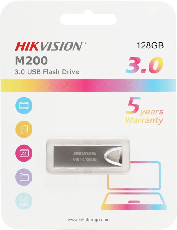 Накопитель USB-флэш 128 ГБ Hikvision M200 (HS-USB-M200/128G/U3); USB 3.0; моноблок; металлический корпус