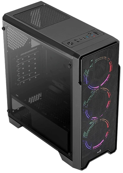 Корпус AeroCool Ore Saturn FRGB-G-BK-v1 (4710562754179***); ATX; Middle Tower; без БП; металл + пластик; 2x3.5" int.; 4 x 120 мм; 2xUSB 2.0/1xUSB 3.0/