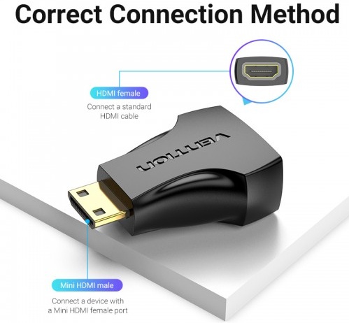 Переходник HDMI(F) -miniHDMI(M) Vention (AISB0) Black