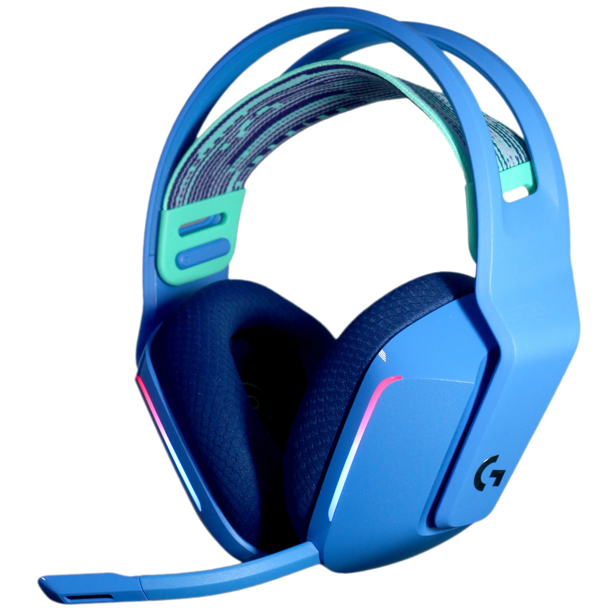 Гарнитура беспроводная Logitech G733 Blue (981-000943); игровая; 2.4 Ггц; оголовье; 20 - 20 000 Гц; 39 Ом; виртуальный звук 7,1; 29 ч; встроенный микр