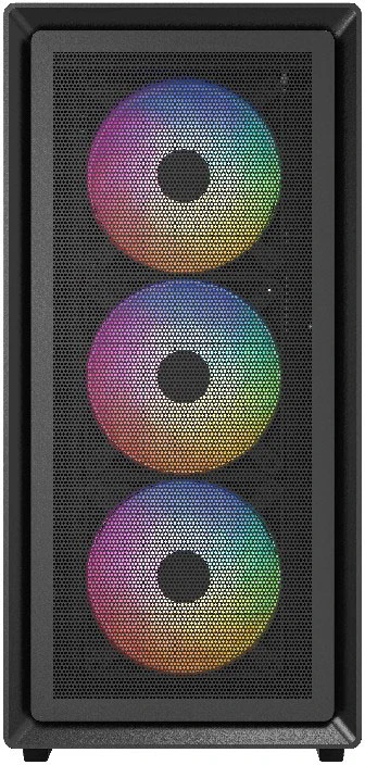 Корпус Powercase Mistral AY4B ARGB Black (CMAYB-A4); ATX; Midi-Tower; без БП; сталь; 2x3.5" int.; 4 x 120 мм; 2xUSB 2.0/1xUSB 3.0/Mic/Aud; чёрный