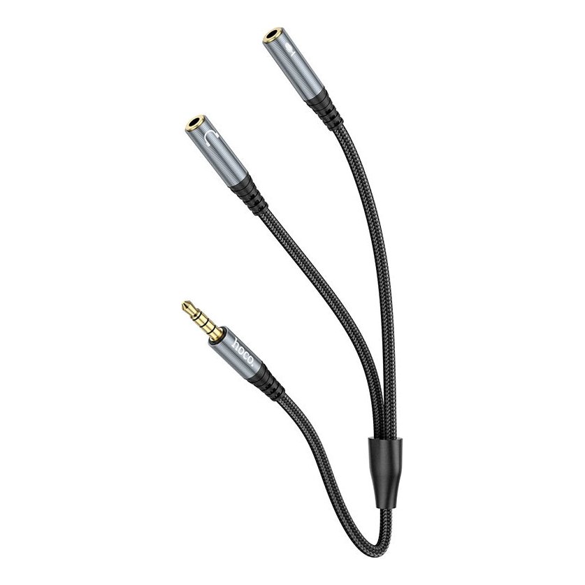 Переходник 2x3.5mm (F) mic+head -> 3.5mm 4 pin (M) Hoco UPA21; 0,25 м