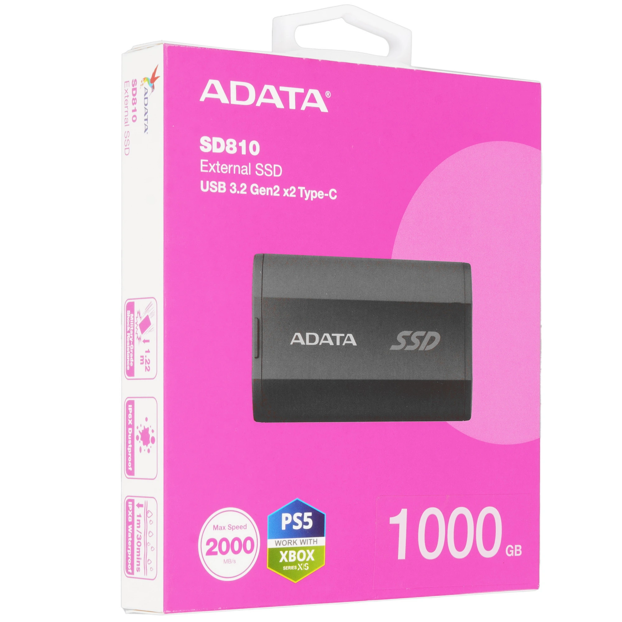 Внешний SSD 1 TБ ADATA SD810 (SD810-1000G-CBK); USB 3.2 Gen 2x2 Type-C; черны