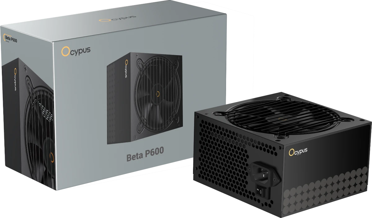 Блок питания 600 Вт Ocypus Beta P600 (Beta-P600-N1HDBK024X-EU); 1x24 pin; 1x8(4+4) pin; 3xSata; 3xMolex; 2x6+2-pin PCI-E; APFC; 120 мм