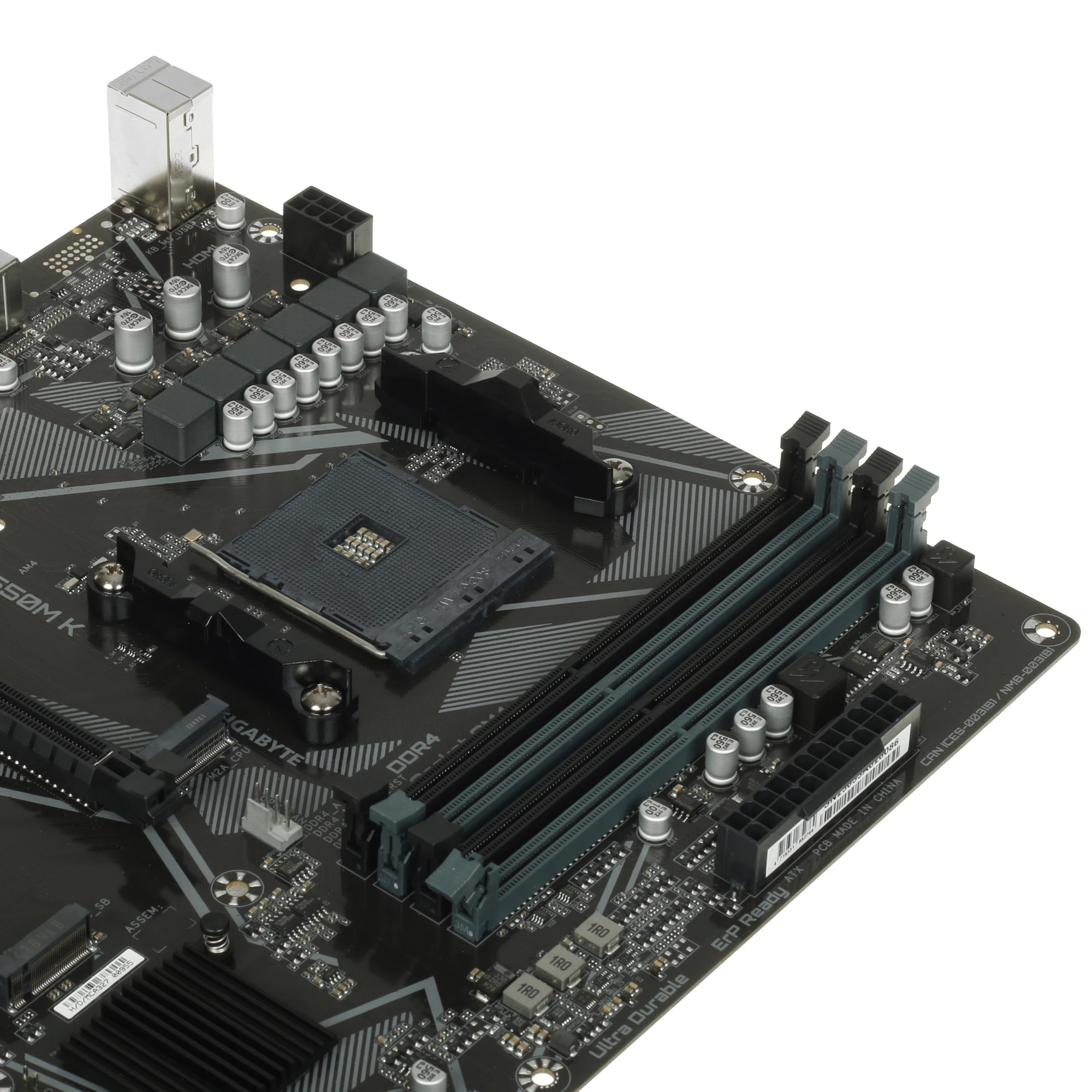 Материнская плата Gigabyte B550M K; Socket AM4; mATX; AMD B550; 4хDDR4(4733); 1xPCI-E x16; 1xPCI-E x1; DVI; 1xHDMI; 1xDP; 4(SATA 6Gb/s); 7.1 audio; 1G