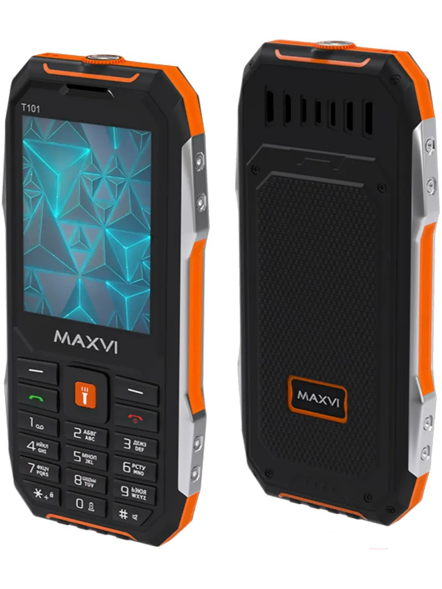 Мобильный телефон Maxvi T101 оранжевый; 2.8"; TFT; 240x320; нет камеры; 32 Мб/32 Мб; 4000 мА/ч