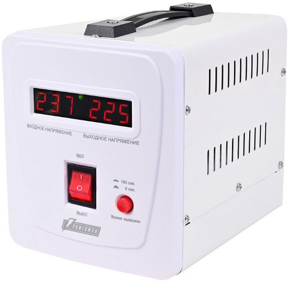 Стабилизатор напряжения Powerman AVS 2000E; 2000 ВА; 2000Вт; 10А; 130 - 260 B; 220 ± 8%; Индикация; 2 евророзетки