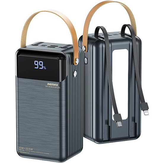 Внешний аккумулятор 60 000 мА/ч; Remax RPP-565; 3А; 22.5 Вт; Кабель в комплекте Type-C; черный