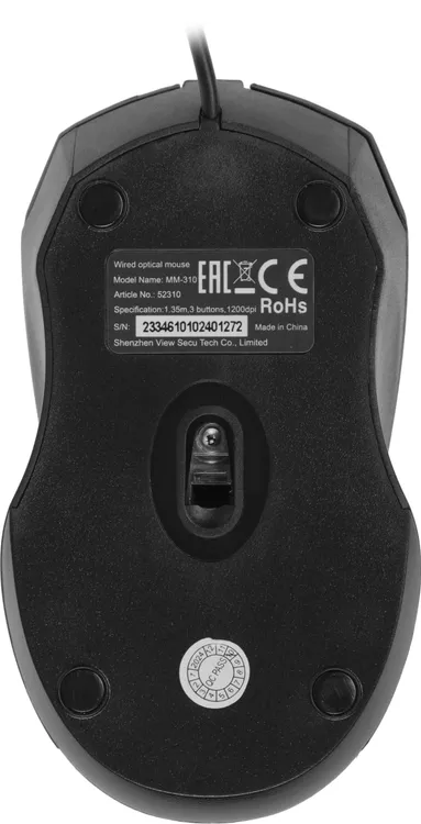 Мышь проводная Defender MM-310 (52310); USB; оптический; 1000 dpi; 3 кнопки; колесо-кнопка; чёрный