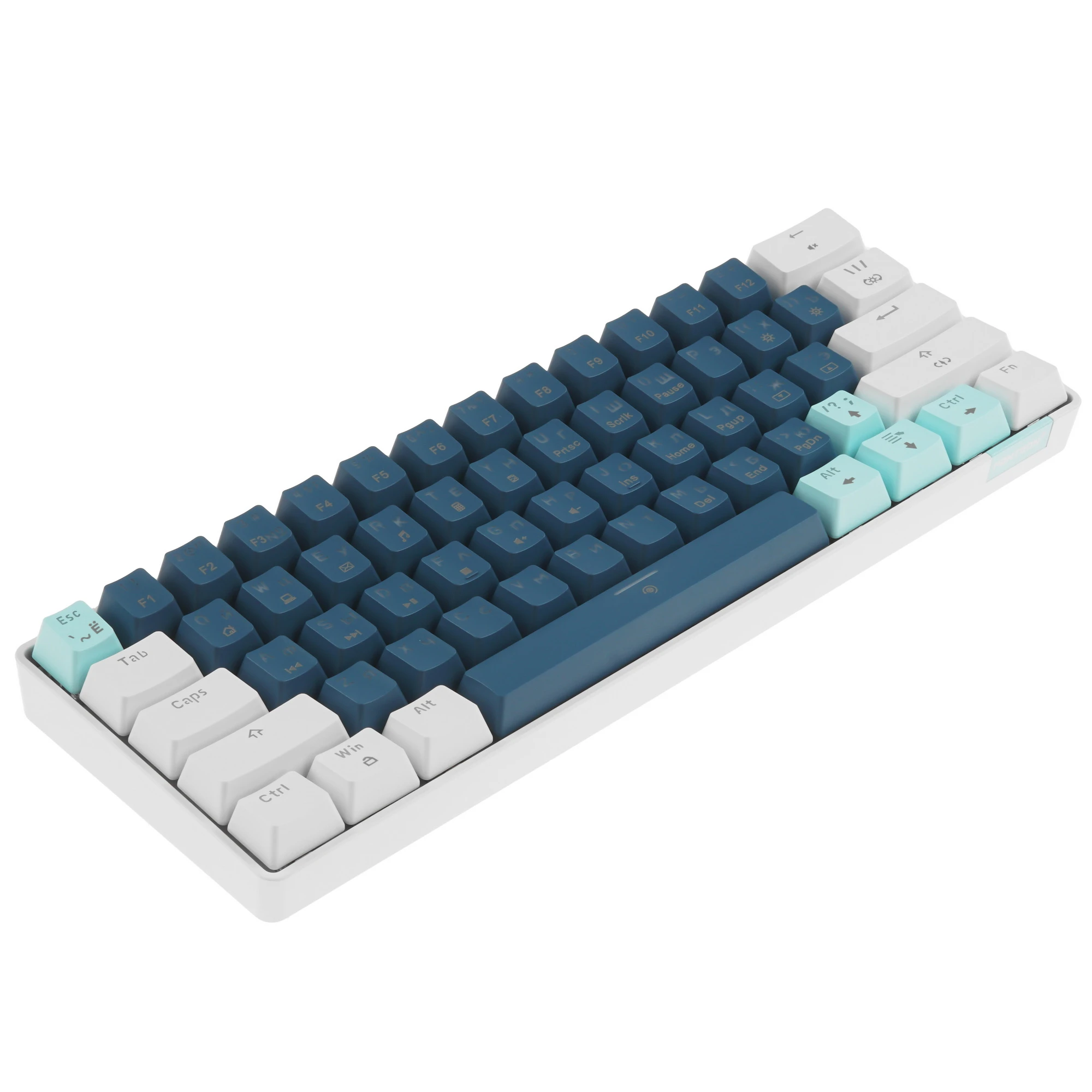 Клавиатура игровая Jet.A PANTEON T3 RS HS RB Blue-White(49); USB; механическая; 61 клавиш; 12 (+FN); LED подсветка; съемный кабель; синий + белый