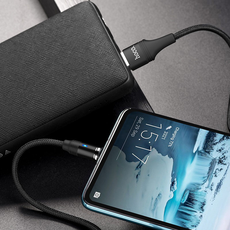 Кабель USB 2.0 AM/Type-C Hoco U76 Fresh ; магнитный коннектор; 1,2 м; черный