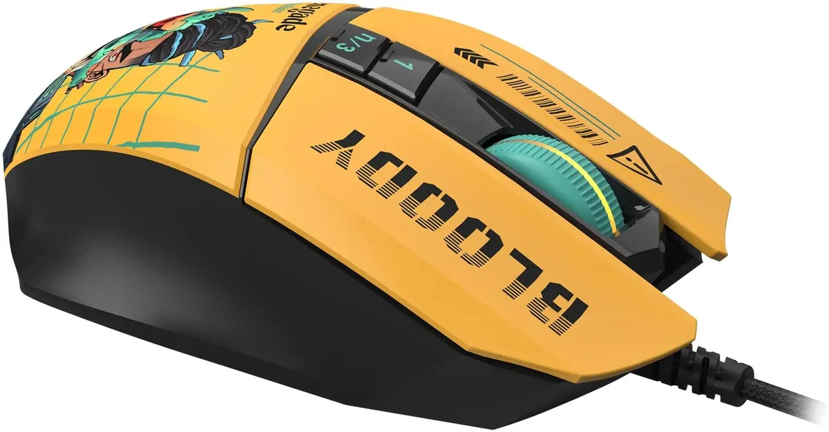 Мышь игровая A4Tech Bloody W63 Max Renegade Sunset (W63 MAX Yellow***); USB; оптический; 12000 dpi; 
