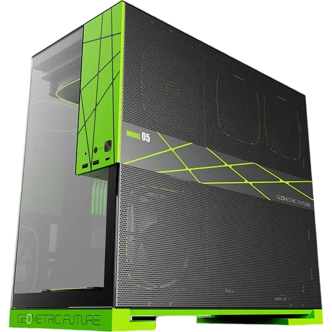 Корпус Geometric Future Model 5 ARGB NV Style Limited Edition (1AM5WKNV01100); E-ATX; Middl-Tower; без БП; 5x140 мм; 2xUSB 3.X, 1xUSB 3.X Type-C,1x ja