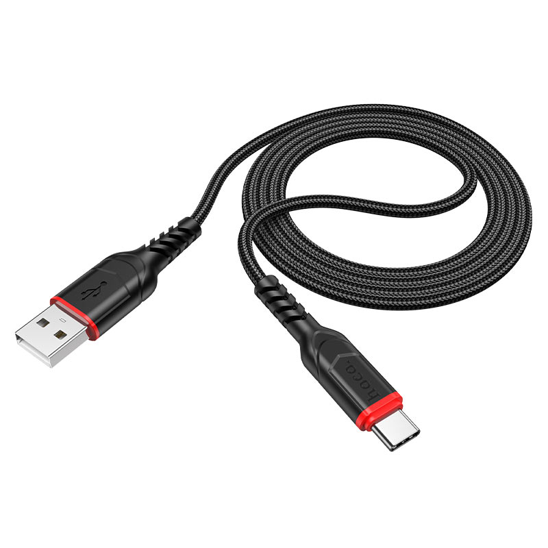 Кабель USB 2.0 AM/Type-C Hoco X59 Victory; 3A; 1,0 м; нейолоновая оплётка; черный