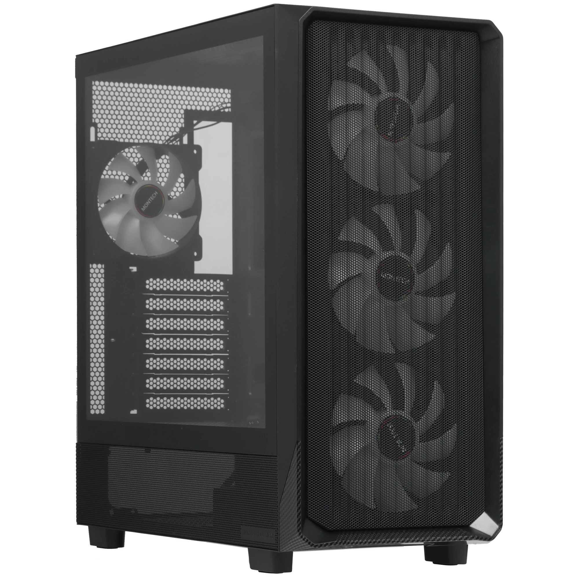 Корпус MONTECH X5 Black; E-ATX; Midi-Tower; без БП; сталь; 2x3.5" int.; 3х140 мм; 1x120 мм; 1xUSB 2.0/1xUSB 3.0/1xType C; Mic/Audio; черный