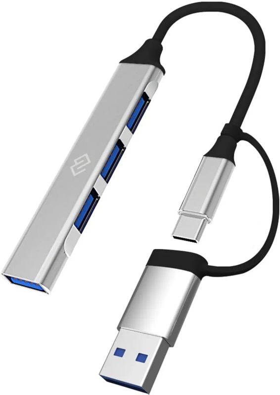 Концентратор USB внешний Digma (DHUB-4USB-C-3.0); USB Type-C; 4xUSB 3.0; 0.2 м; чёрный
