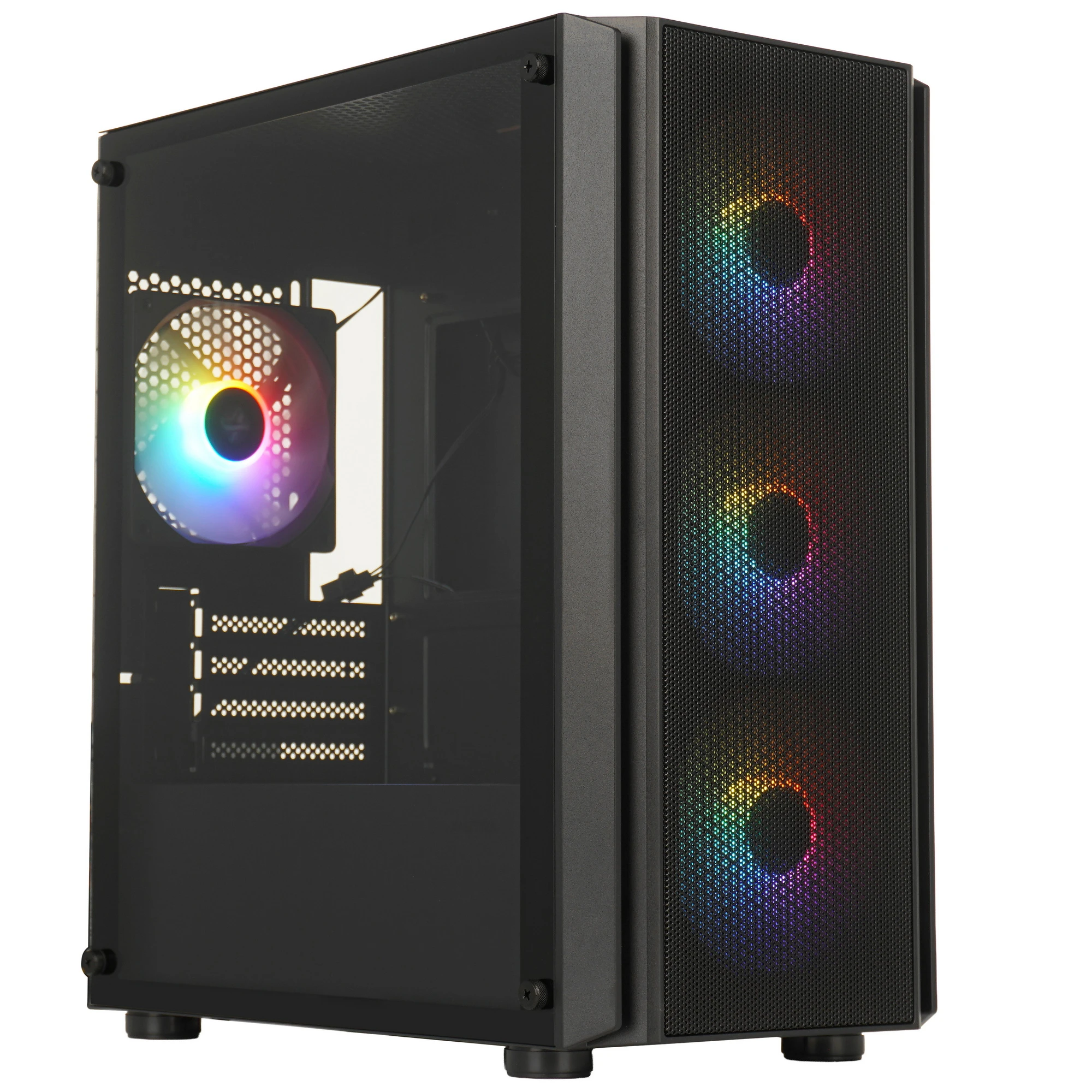 Корпус XASTRA A402M FRGB Black (A402M-4FC12F-BK); mATX; Mini-Tower; без БП; сталь; 2x3.5" int.; 4 x 120 мм; 1xUSB 2.0/1xUSB 3.0/Mic/Aud; чёрный