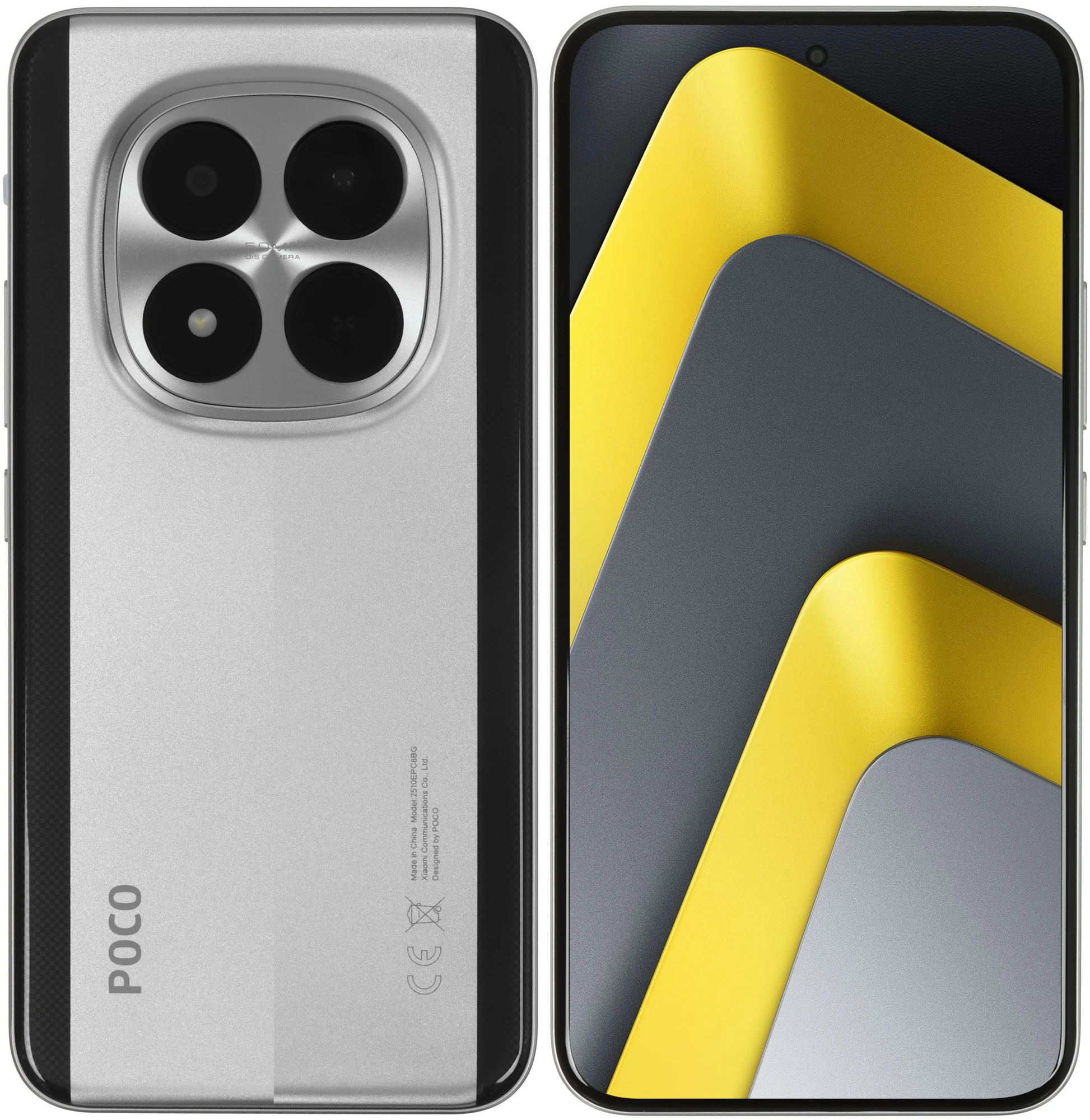 Смартфон 6.83" POCO M8 Pro 5G 12 Гб/512 Гб серебристый, AMOLED 120 Гц, 2772x1280, Snapdragon 7s Gen 4 8 ядер 2.7 Ггц, 50+8 Мп/32 Мп BT5.4, Android 15