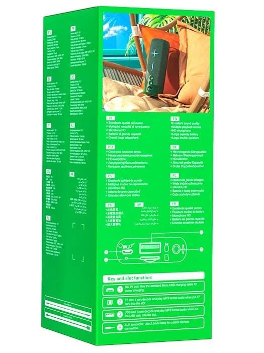 Акустика портативная Borofone Borofone BR19 Euphony sports (BR19 Green), 10 Вт, 5.1, 1 200 мА/ч , 363 г, зеленый