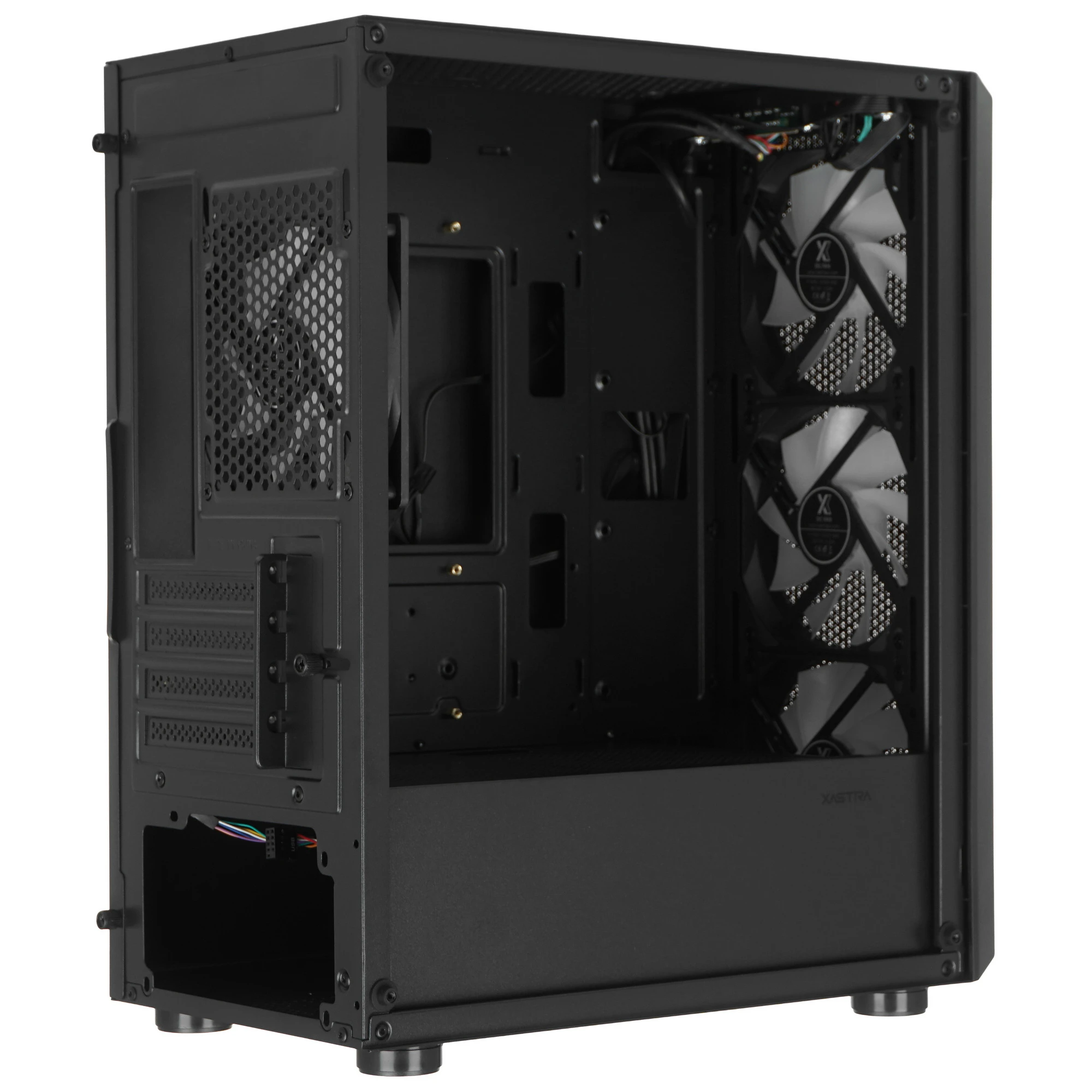 Корпус XASTRA A402M FRGB Black (A402M-4FC12F-BK); mATX; Mini-Tower; без БП; сталь; 2x3.5" int.; 4 x 120 мм; 1xUSB 2.0/1xUSB 3.0/Mic/Aud; чёрный