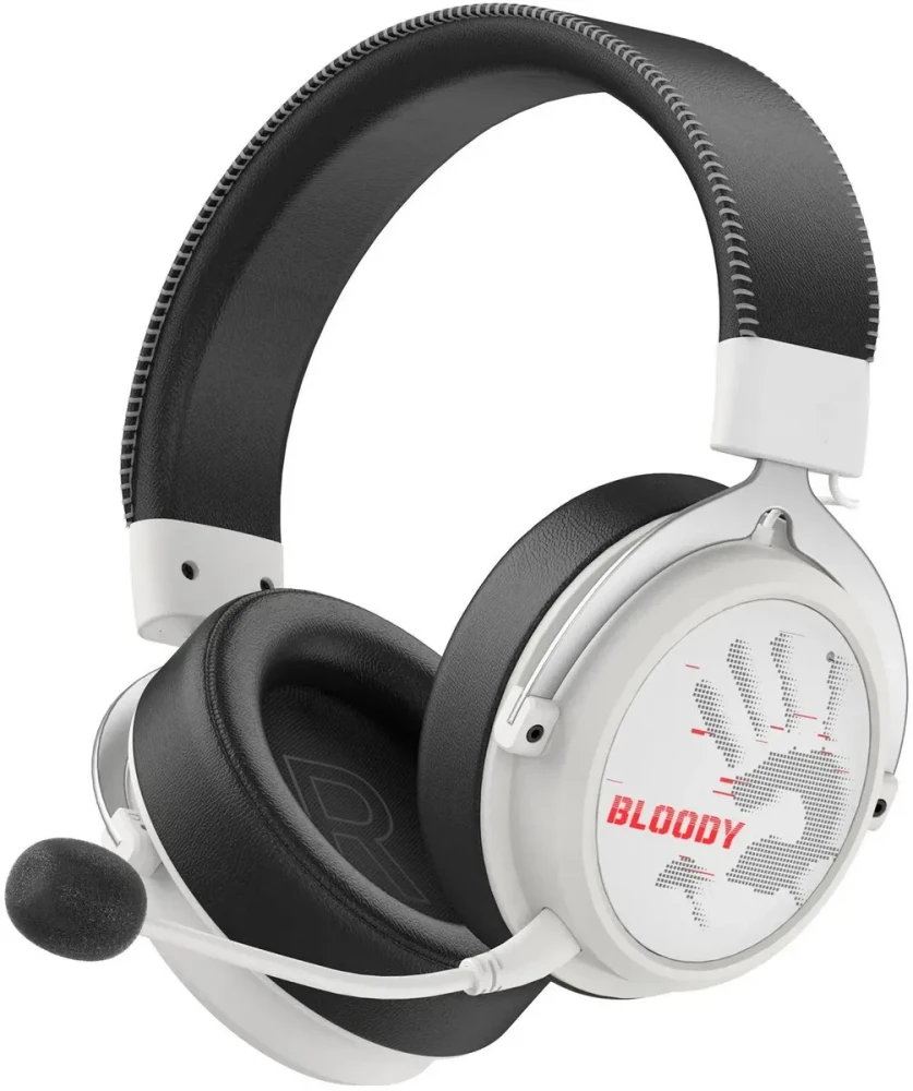 Гарнитура беспроводная A4Tech Bloody MR590 (MR590 + WIRED/SPORT WHITE); накладные; Bluetooth/2.4 Ггц; оголовье; 20 - 20 000 Гц; 16 Ом; съемный микрофо