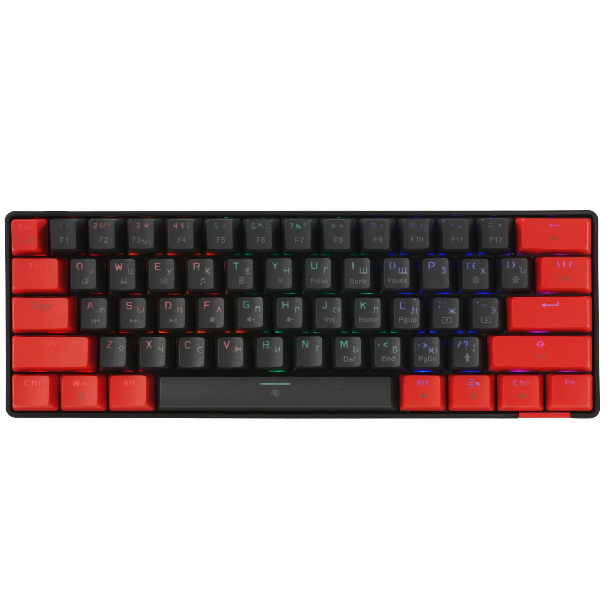 Клавиатура игровая Jet.A PANTEON T3 RS HS RB Black-Red (46); USB; механическая; 61 клавиш; 12 (+FN); LED подсветка; съемный кабель; черный + красный
