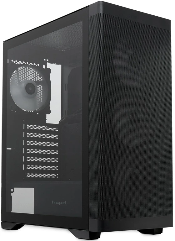 Корпус HSPD M520 (M520-TGBK-ARGB); ATX; Midi-Tower; без БП; 4x120мм; 2xUSB 3.X, 1xUSB 3.X Type-C,1x jack 3.5 mm Mic/Aud; чёрный