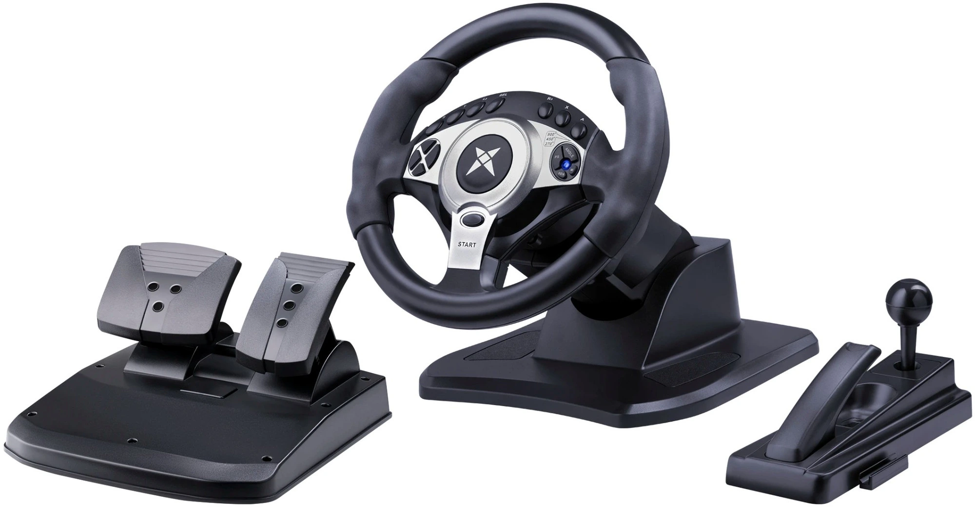Руль Defender Glazer (64066); проводной; газ/тормоз; PC, PS3/4, XBOX 360/One/S/X, Nintendo Switch, Android; USB; 18 кнопок; виброотдача; чёрный