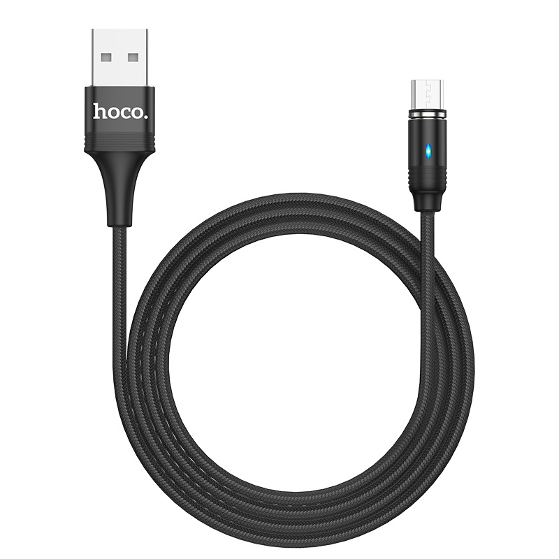 Кабель USB 2.0 AM/Micro USB Hoco U76; 2,4 A; 1,2 м; магнитное крепление; черный