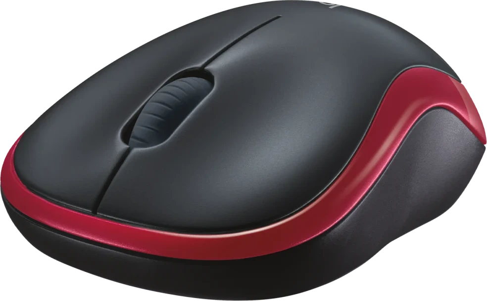Мышь беспроводная Logitech M185 Black+Red (910-002633***); 2.4 ГГц; USB; оптический; 1000 dpi; 3 кнопки; колесо-кнопка; 1хАА; чёрный + красный