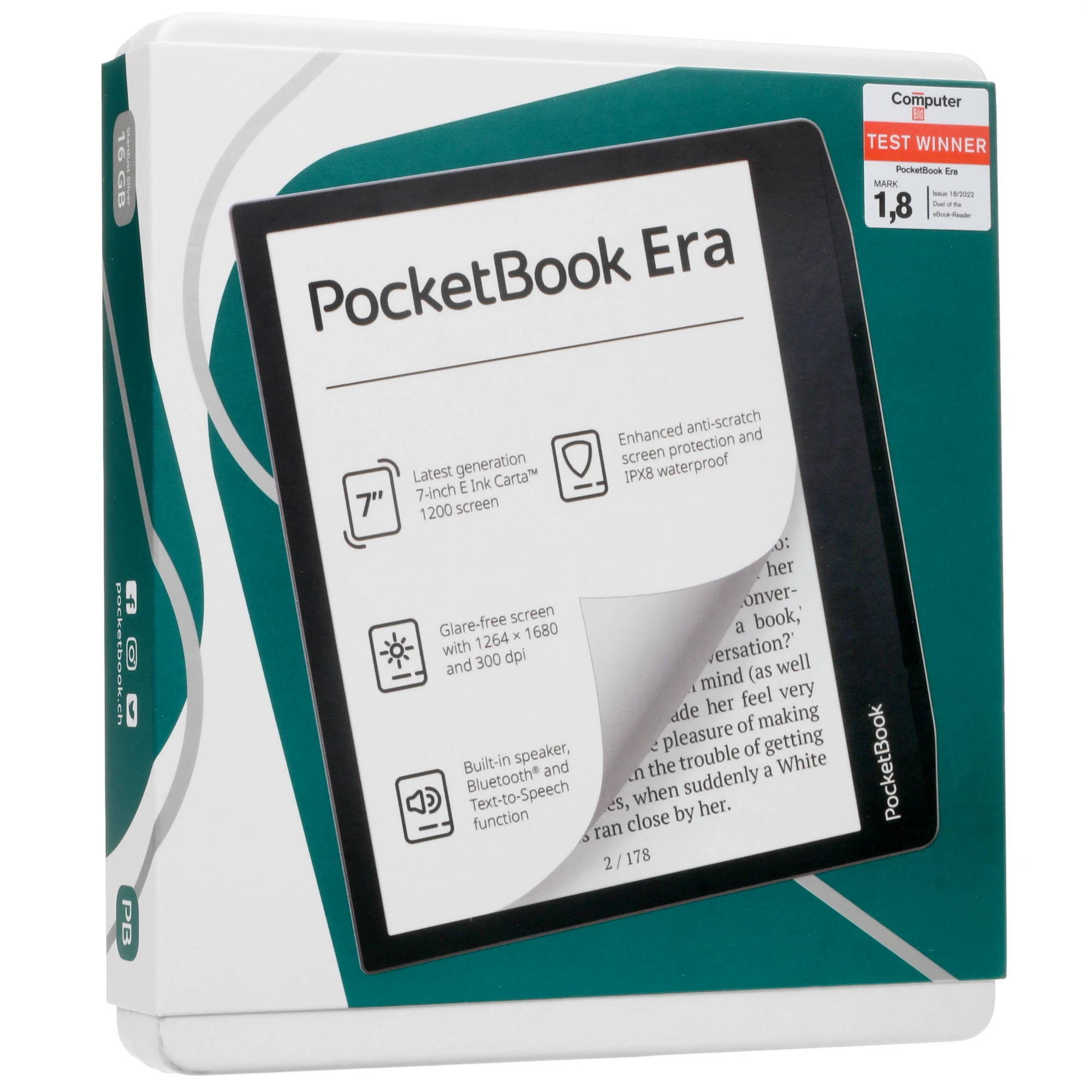 Электронная книга 7" PocketBook 700 ERA; PB700-U-16-WW; E-Ink Carta 1200 ; 1264x1680;   ; /; BT5.0; WiFi 802.11n; ; 1 700 мА/ч; серебристый
