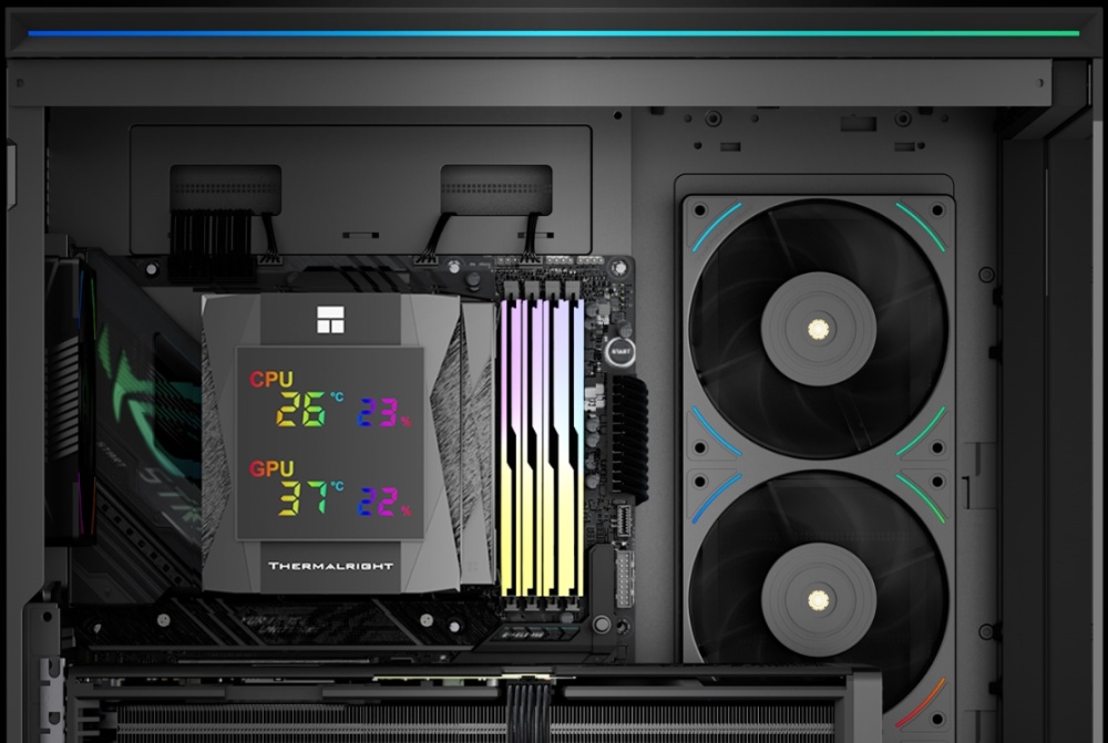 Кулер для процессора 120 мм Thermalright Royal Knight 120 Digital Black (TRRK120DB), 2x120 мм, 4 pin, USB, 2150 об/мин, черный, 265 Вт, 29.4 дБ