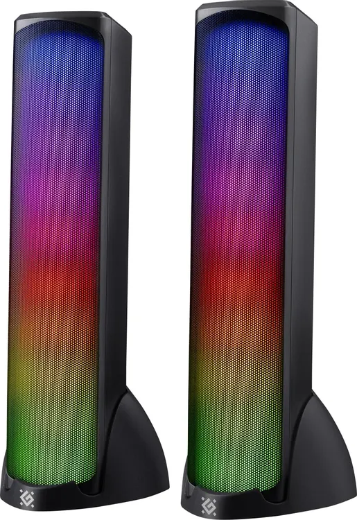 Акустическая система 2.0 Defender SkyPulse (65097); 10 Вт; 65 - 16000 Гц; пластик; BT 5.1; RGB подсветка; регулятор громкости на шнуре; USB; чёрный