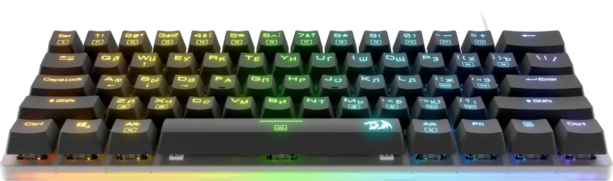 Клавиатура игровая Redragon Alien (77939); USB; механическая; 61 клавиш; подсветка RGB; ENG\RUS; черный