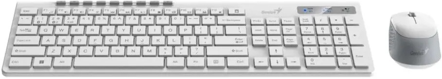 Комплект Genius SlimStar 8230 White (31340015402); беспроводной; USB; мембранная; оптическая; 1600 dpi; 1xAA/1xAA; белый