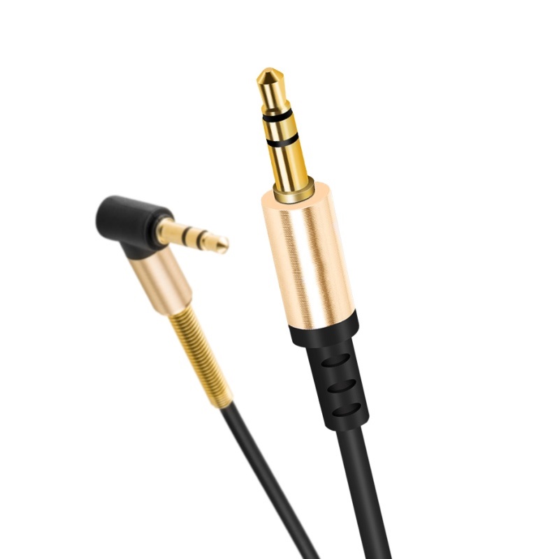 Кабель межблочный Hoco UPA02 Black; 3,5 мм (mini-jack); 3,5 мм (mini-jack); спиральный аудиокабель; угловой разъём; 1,0 м; чёрный