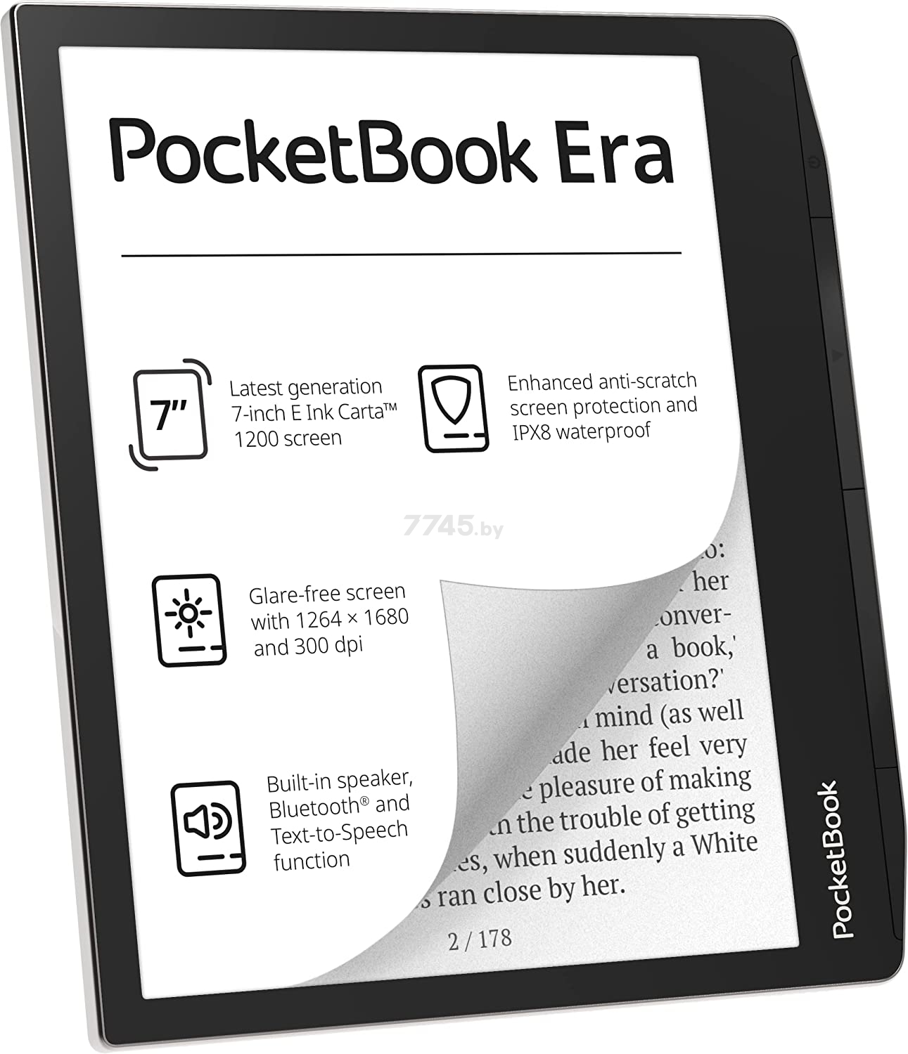 Электронная книга 7" PocketBook 700 ERA; PB700-U-16-WW; E-Ink Carta 1200 ; 1264x1680;   ; /; BT5.0; WiFi 802.11n; ; 1 700 мА/ч; серебристый