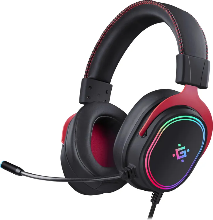 Гарнитура игровая Defender Vapor (64584); оголовье (headband); 20 Гц - 20 кГц; 32 Ом; 2 м; виртуальный 7.1; регулятор громкости; USB; подсветка LED
