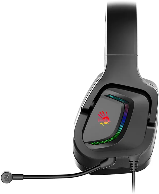 Гарнитура игровая A4Tech Bloody G573; оголовье; 20 - 20 000 Гц; 16 Ом; 2 м; сьемный микрофон с шумоподавлением; регулятор громкости; USB; подсветка