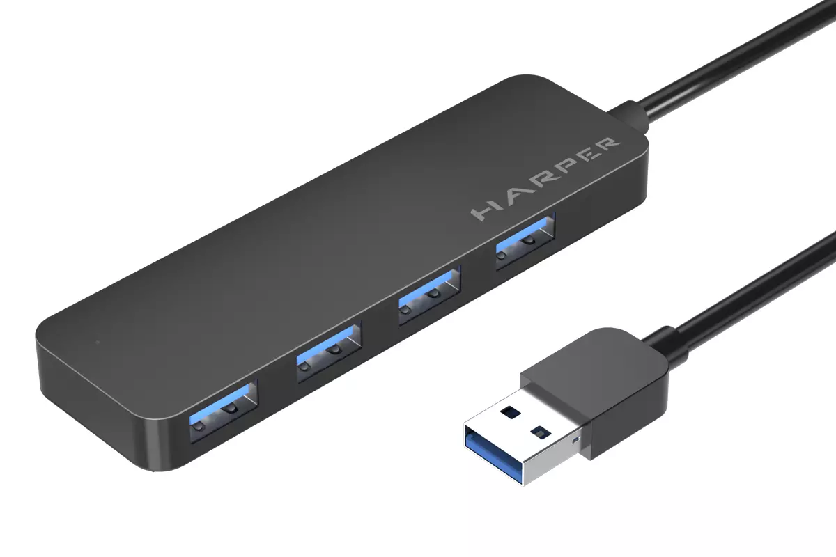Концентратор USB внешний Harper HUB-04P; USB; 4*USB 3.2, доп питание
