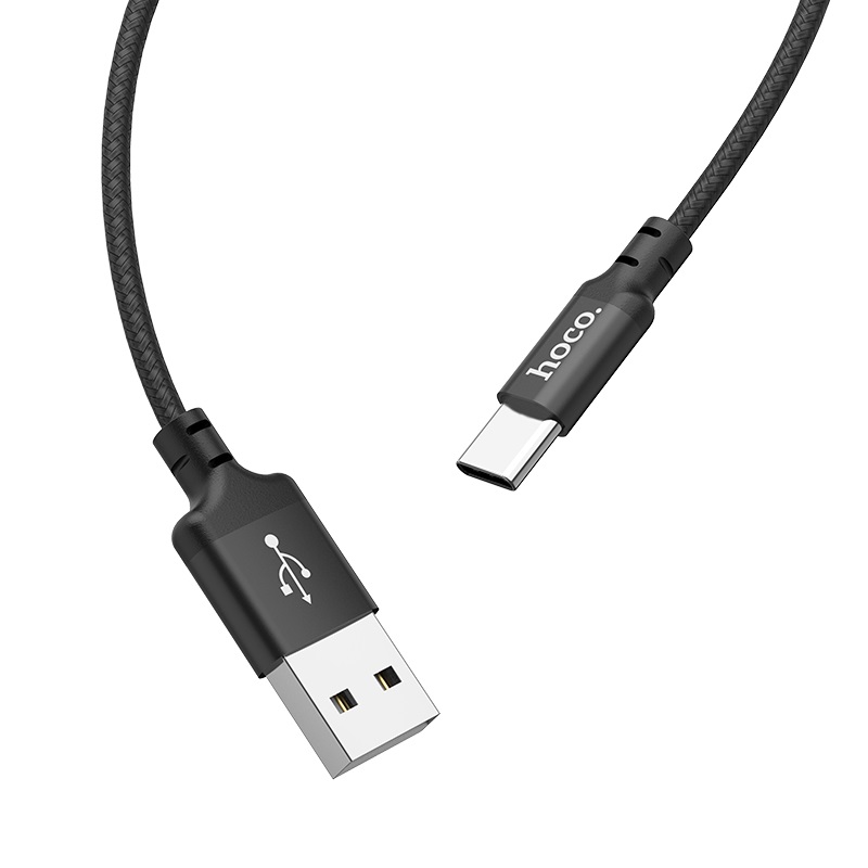 Кабель USB->Type-C Hoco X14 Times ; 3A; 1,0 м; нейлоновая оплетка; черный