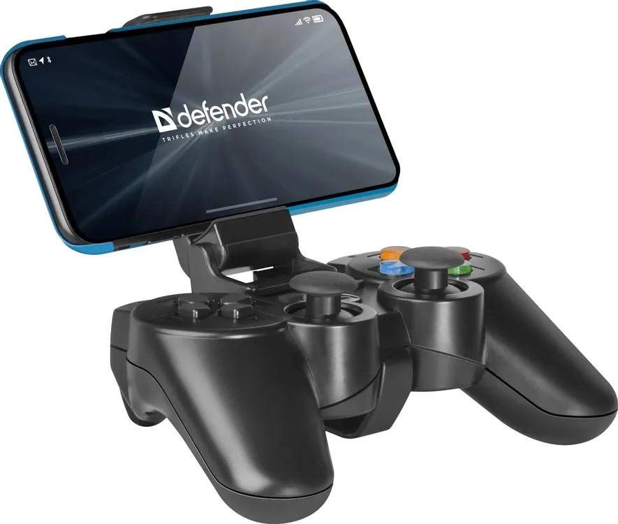 Геймпад беспроводной (bluetooth)/проводной Defender CRUSHER (64290***); PS3, PC, Android; 17 кнопок; 2 мини-джойстика; обратная связь; USB, Li-Ion акк