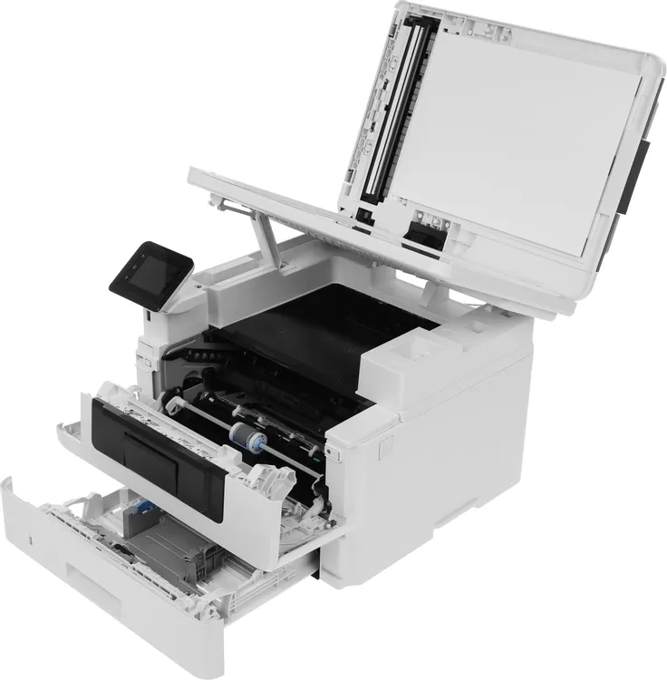 МФУ лазерное HP LaserJet Pro 4103dw (2Z627A); A4; 1200x1200 dpi; 40 ч/б ст/мин; дуплекс; АПД; ЖК-экран; USB; Bluetooth; Ethernet; Wi-Fi; белый + серый